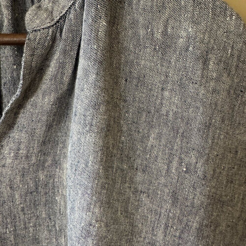 Lands End 100% Linen Midi Dress Chambray Blue Womens Medium 10-12 - Picture 4 of 6